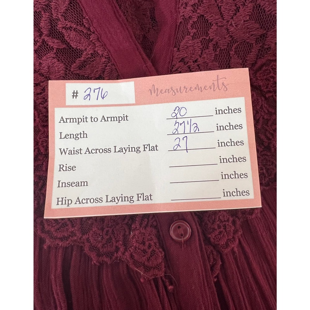 American Eagle Outfitters Burgandy Long Sleeves Tunic Lace Button Up Top Size L - Picture 10 of 10